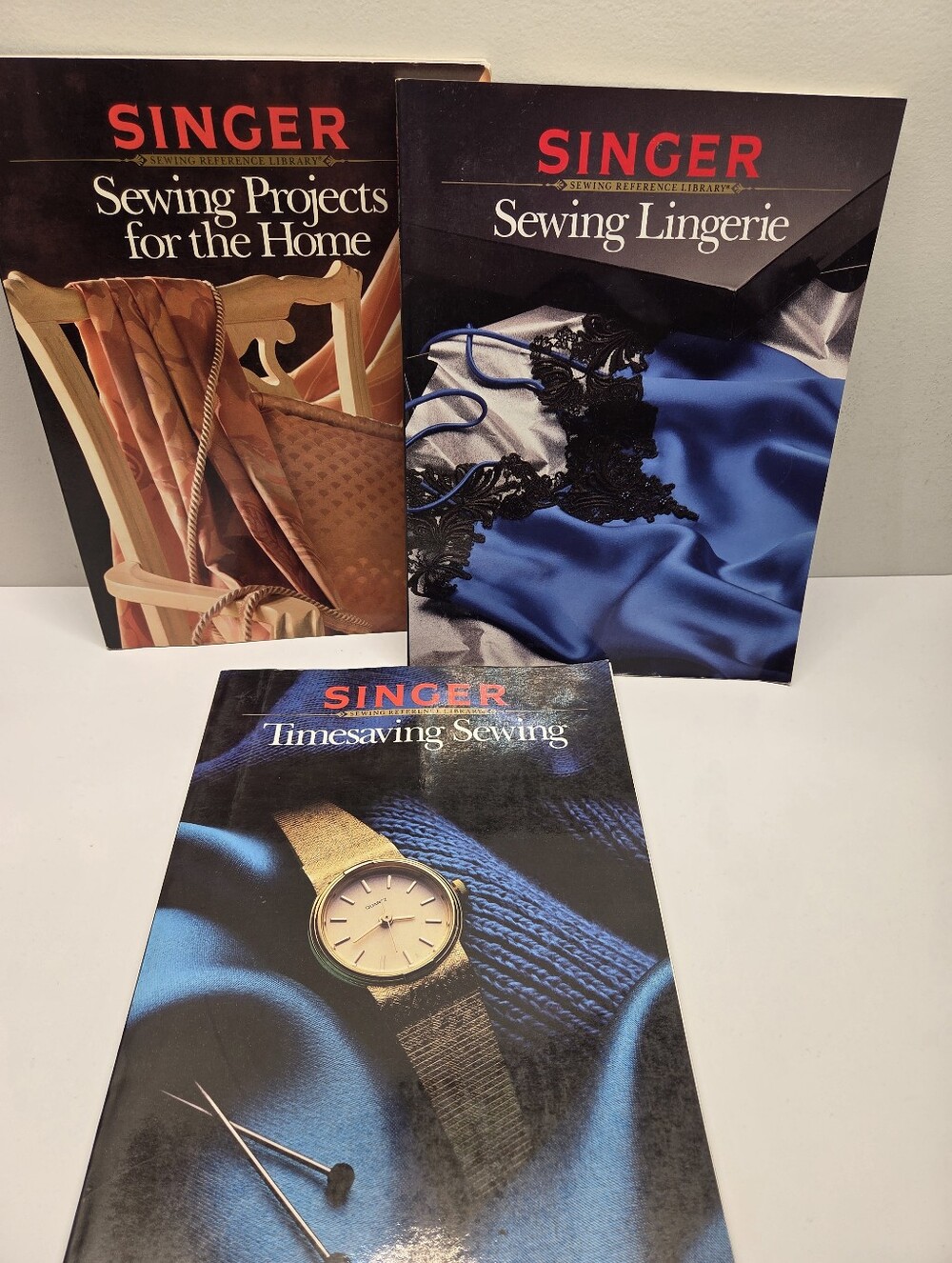 Lot Of 3 90s Singer Sewing Reference Books Softcover - Lingerie Home Timesaving